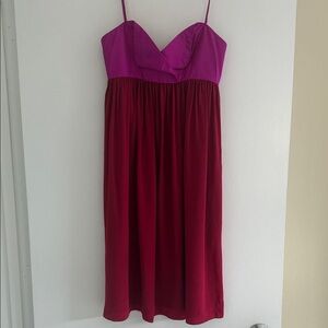 Rory Beca Vintage Silk Dress • Colorblock Pink & Burgundy • Spaghetti Strap